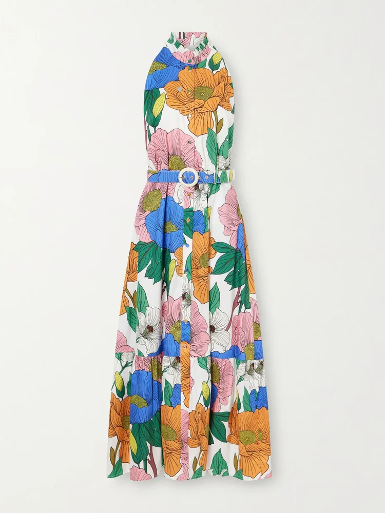 Biba tiered printed cotton-poplin maxi dress