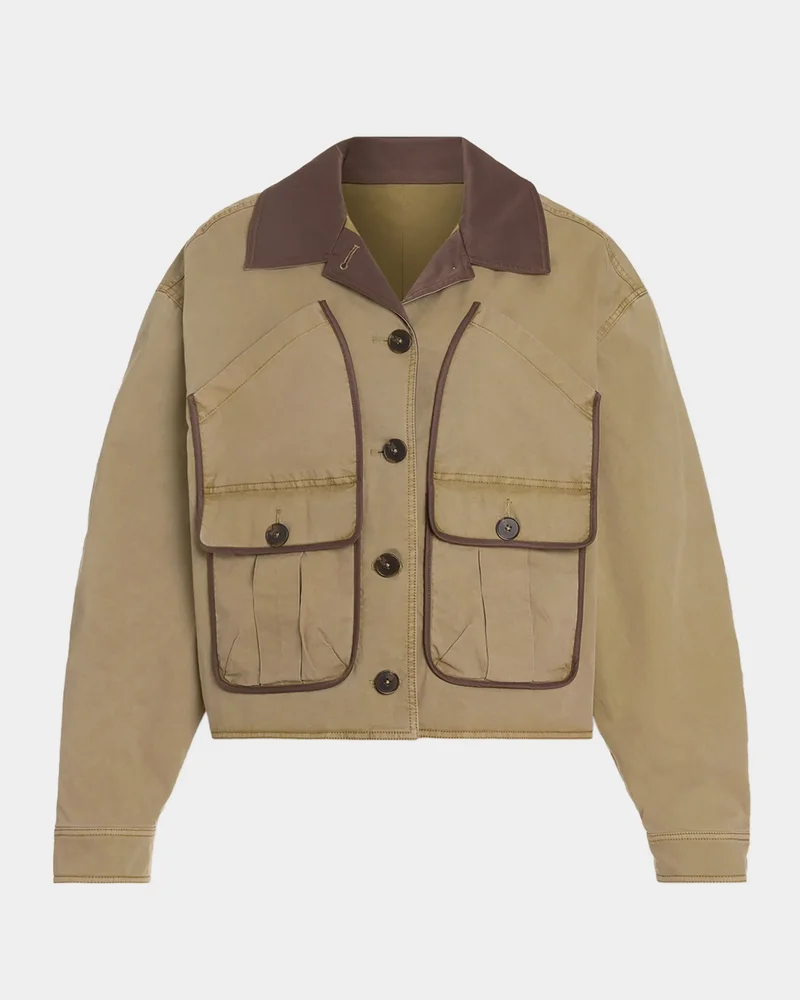 Izzy Contrast-Trim Cotton Utility Jacket