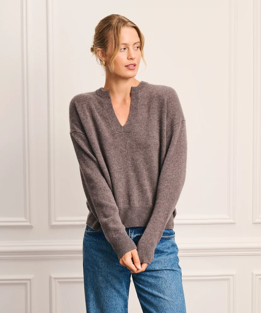 Luxe Cashmere Split Neck Sweater