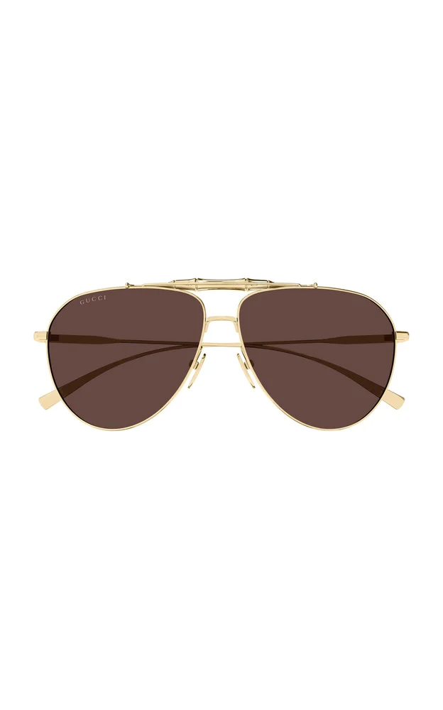 Aviator-Frame Metal Sunglasses