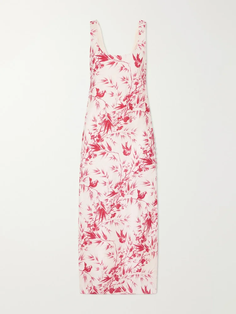 Adele printed silk midi dress