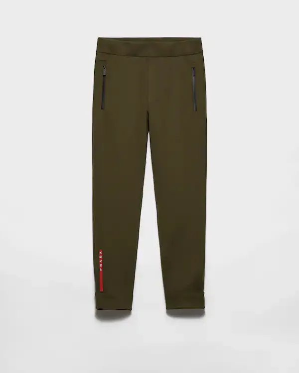 Technical fabric joggers with heat-sealed taped seams