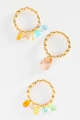 18kt Gold Over Sterling Jewelry Set: Three Stackable Rings. Size 6