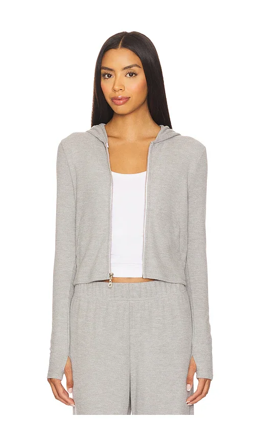 Aris Fitted Crop Zip Up Hoodie Michael Lauren