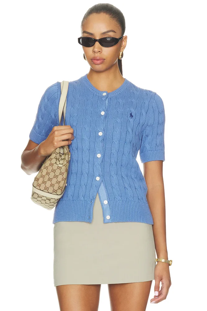 Short Sleeve Crew Neck Cardigan