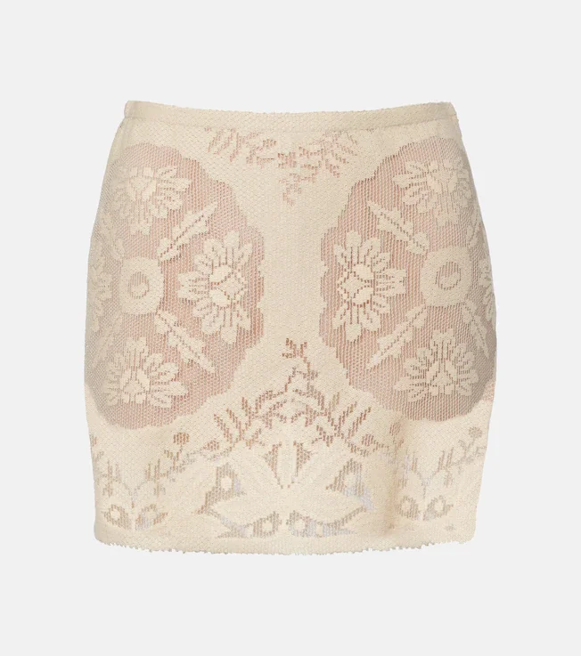 Floral cotton-blend miniskirt