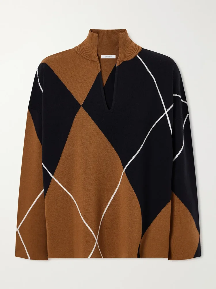 Sala argyle wool V-neck sweater