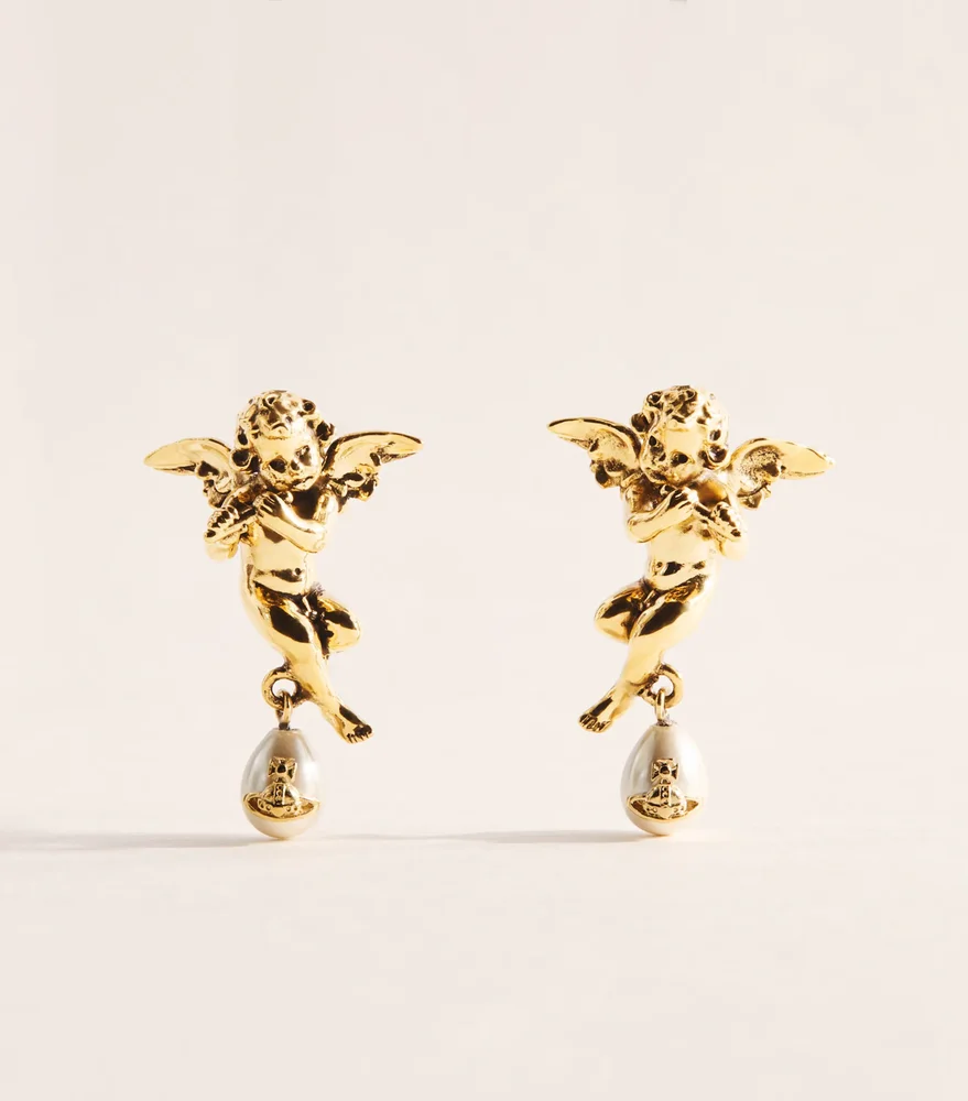 Faux Pearl Putti Drop Earrings