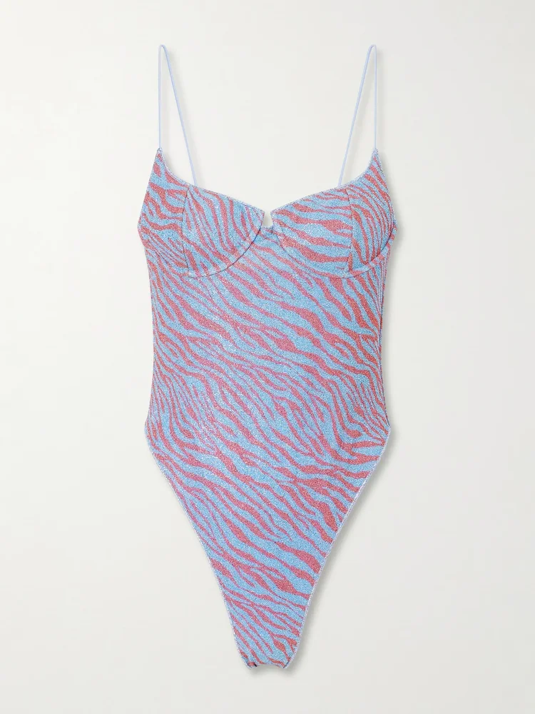 Animalier printed Lurex swimsuit