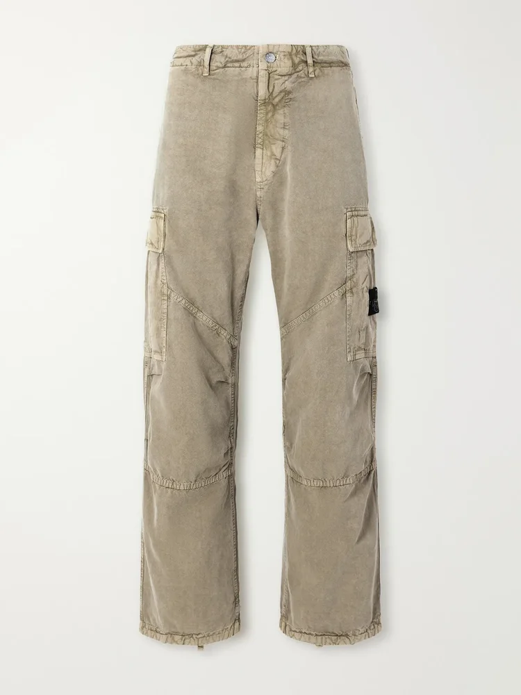Wide-Leg Garment and Mineral-Dyed Panama Cotton and Lyocell-Blend Cargo Trousers