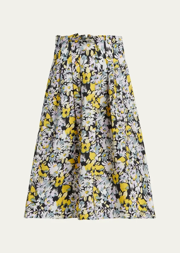 Floral Cotton Midi Skirt