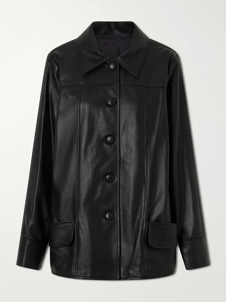 Paneled leather jacket