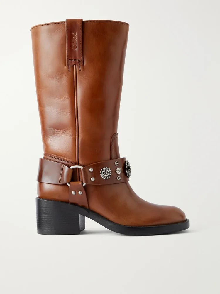 Dakota stud-embellished leather knee boots