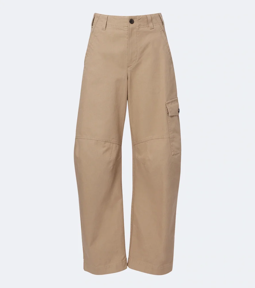 Cotton canvas barrel-leg pants