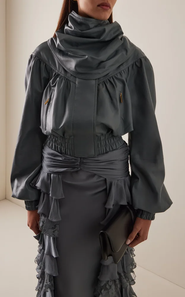 Valiant Draped Leather Jacket
