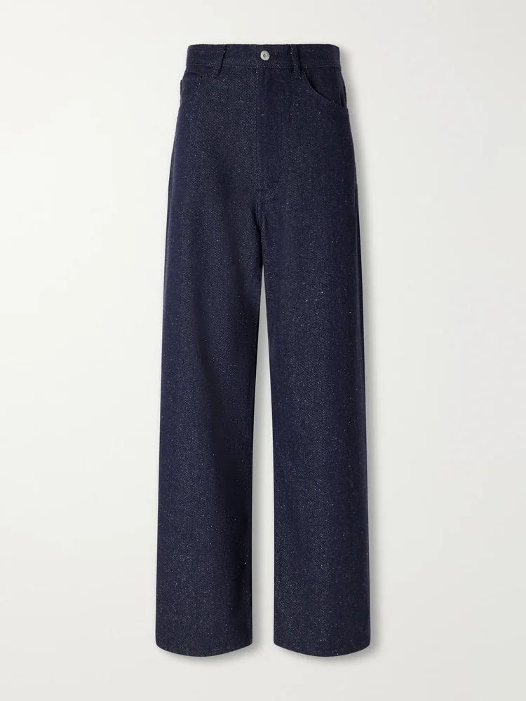 Silk mid-rise wide-leg pants