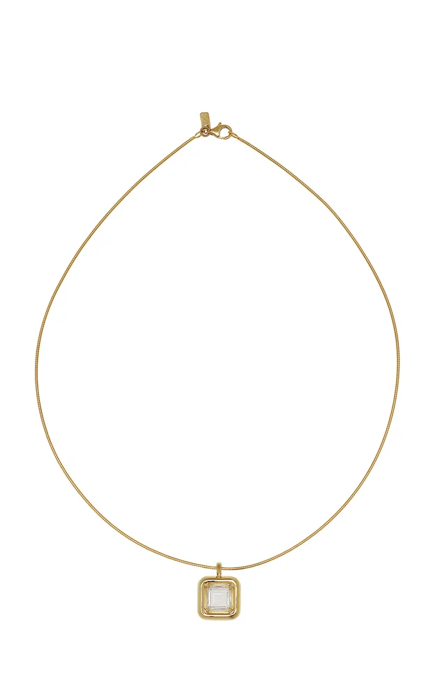 9K Yellow Gold Crystal Pendant Necklace
