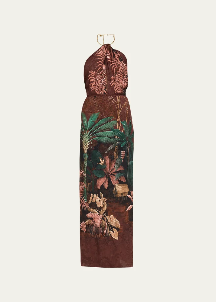 Wild Horizons Twisted Necklace Halter Maxi Dress
