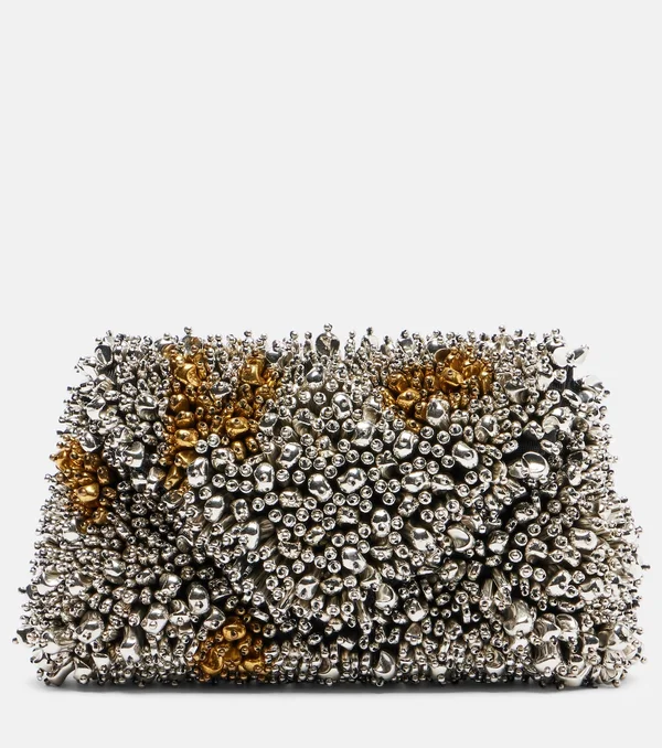 Embellished clutch in silver