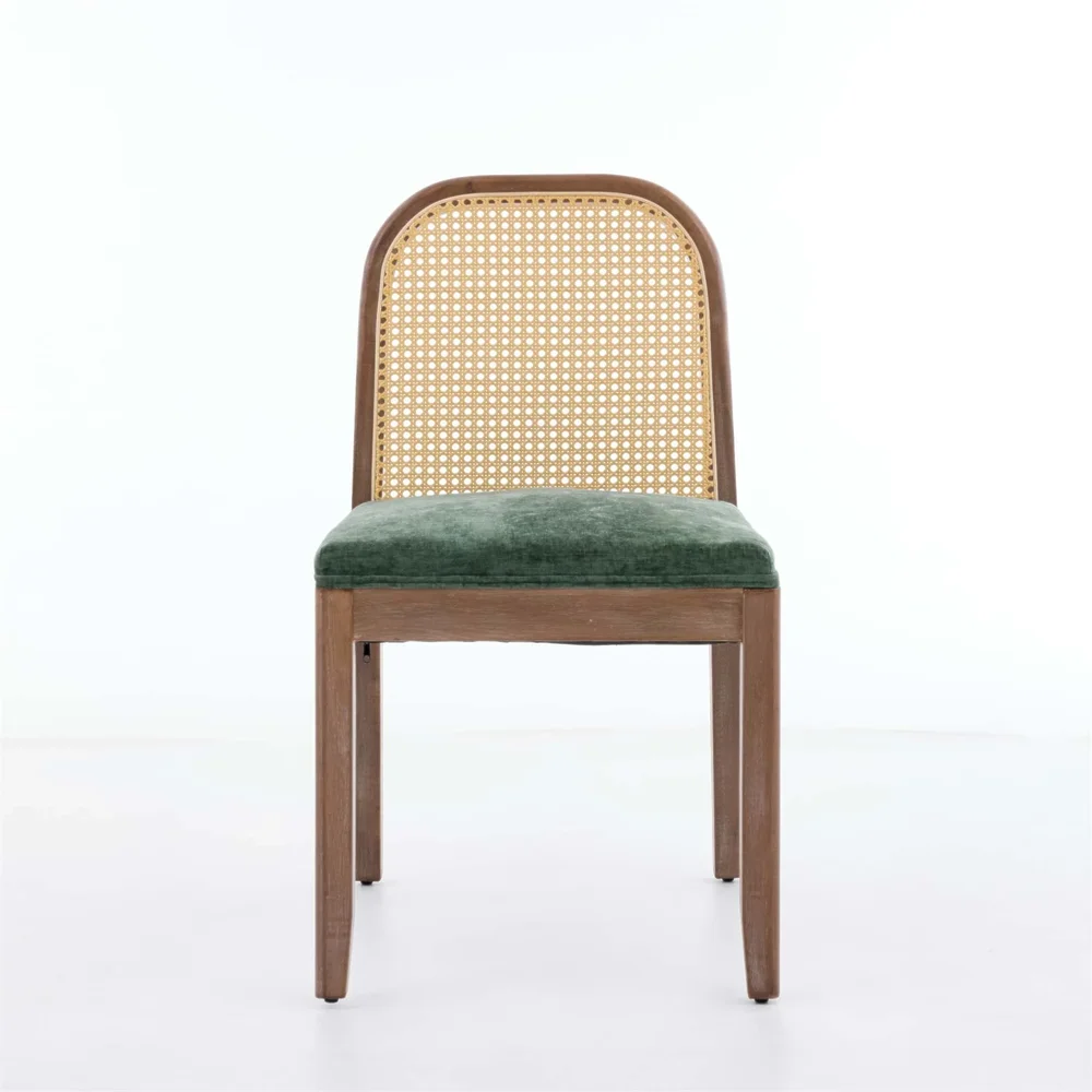 Set of 2 Curved Arched Cane Back Dining Chairs
