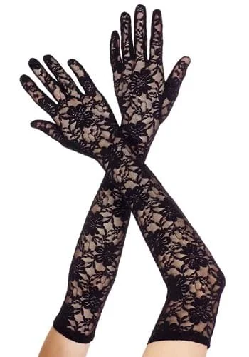 Women's Black Lace Extra Long Gloves
