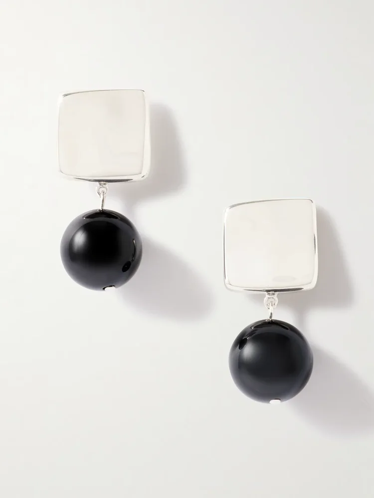 Luca recycled sterling silver onyx earrings