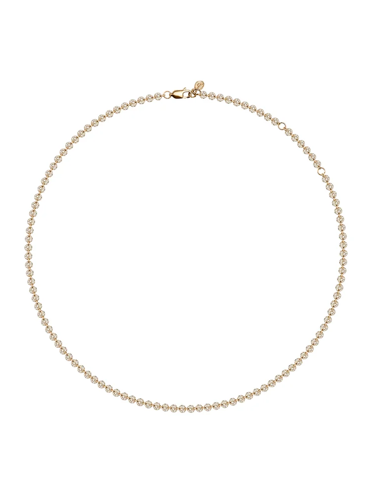 FLOATING ETERNITY NECKLACE IN 3.5MM HONEY MOISSANITE, 18K GOLD VERMEIL