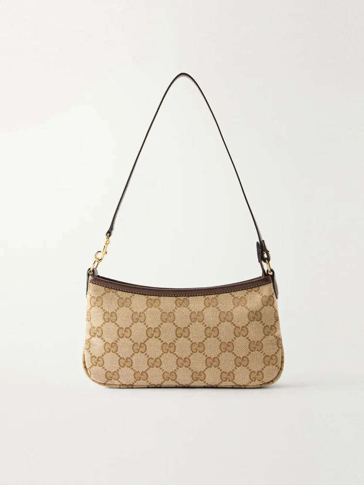 gossip mini leather trimmed printed coated canvas shoulder bag