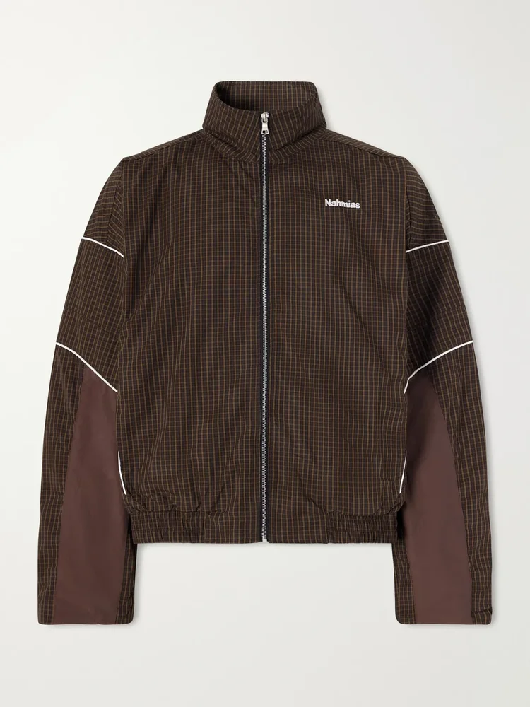 Grid Checked Logo-Embroidered Cotton Blouson Jacket