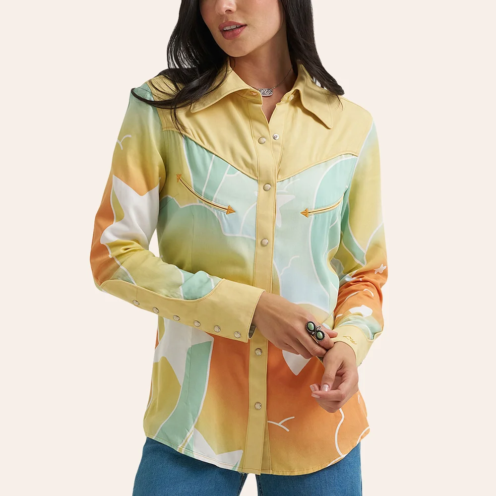 Rainbow Print Snap Shirt