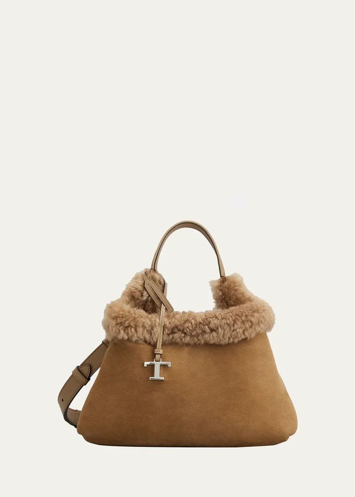 Apa Small Suede & Shearling Top Handle Bag