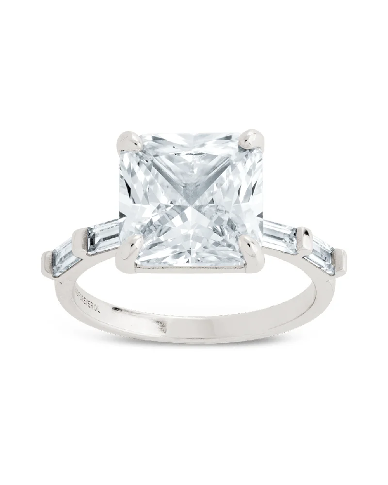 Sterling Silver Princess Baguette Ring