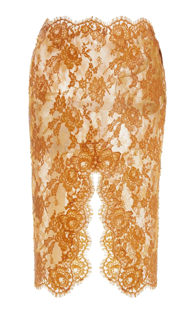 Silicone-Coated Lace Midi Skirt