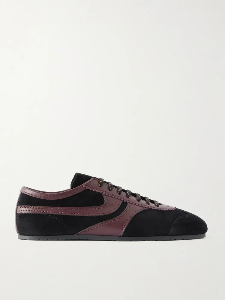 Leather-Trimmed Suede Sneakers