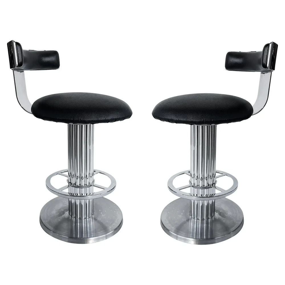 Chrome and Leather Swivel Counter Stools (pair)