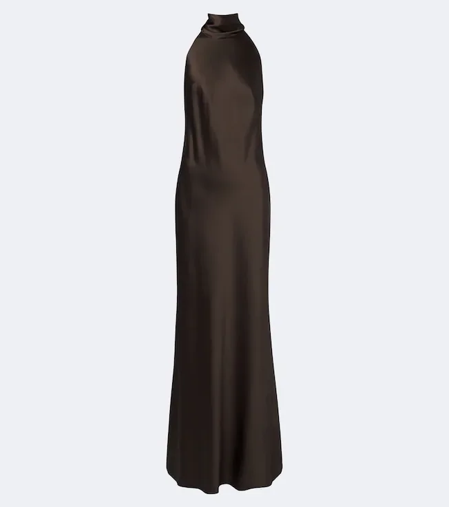 Chilton halterneck satin gown