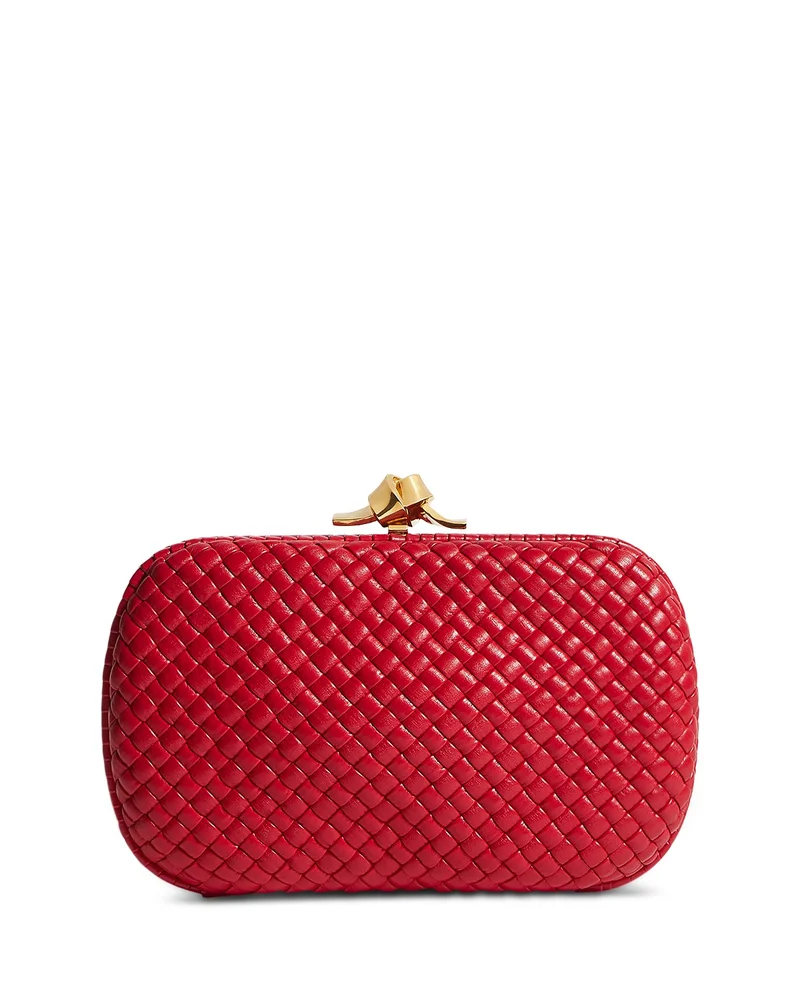 Soft Knot Intrecciato Leather Box Clutch
