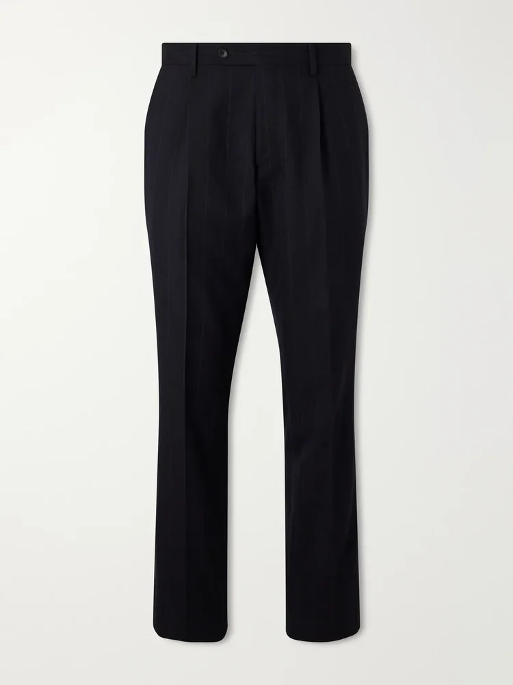 Straight-Leg Pinstriped Wool Suit Trousers