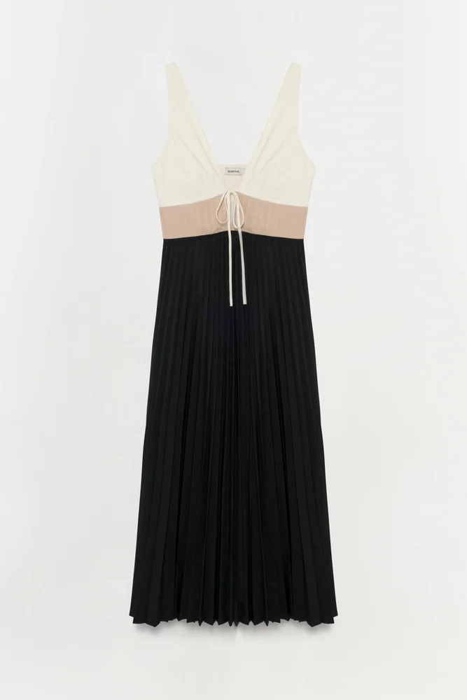 Stephanie Pleated Poplin Midi Dress