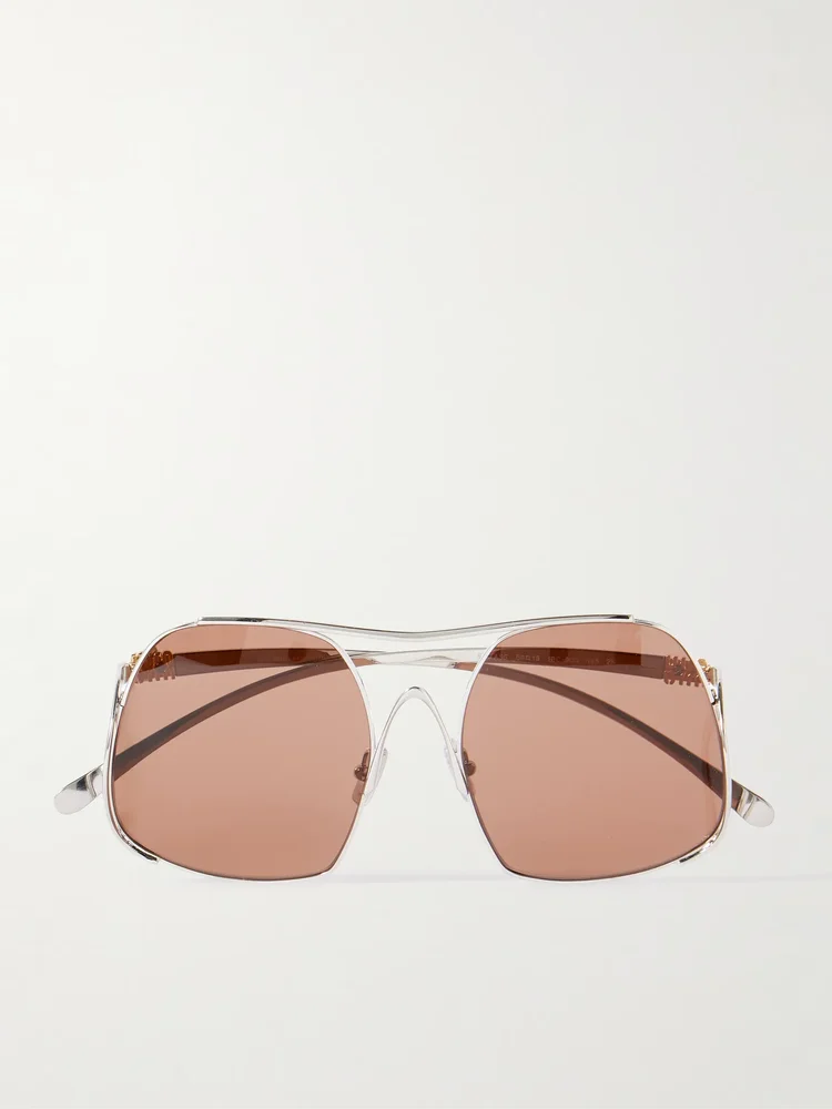 Square-frame silver-tone sunglasses