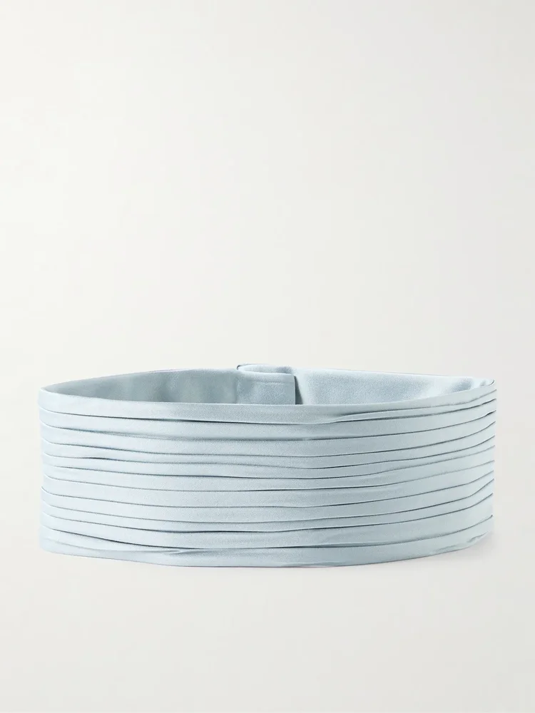 Plissé satin belt