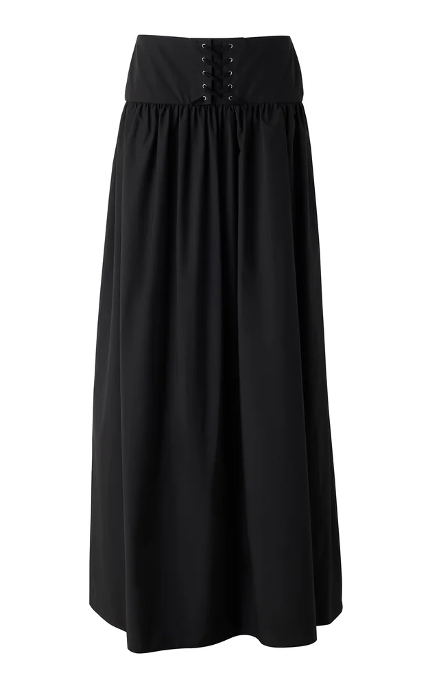 Exclusive Cinch Waist Cotton Maxi Skirt