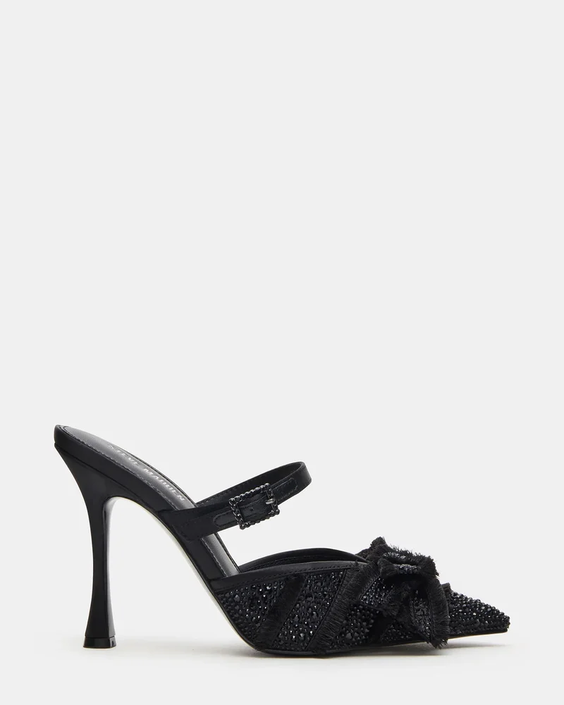 Baylin Black Satin Rhinestones Pump