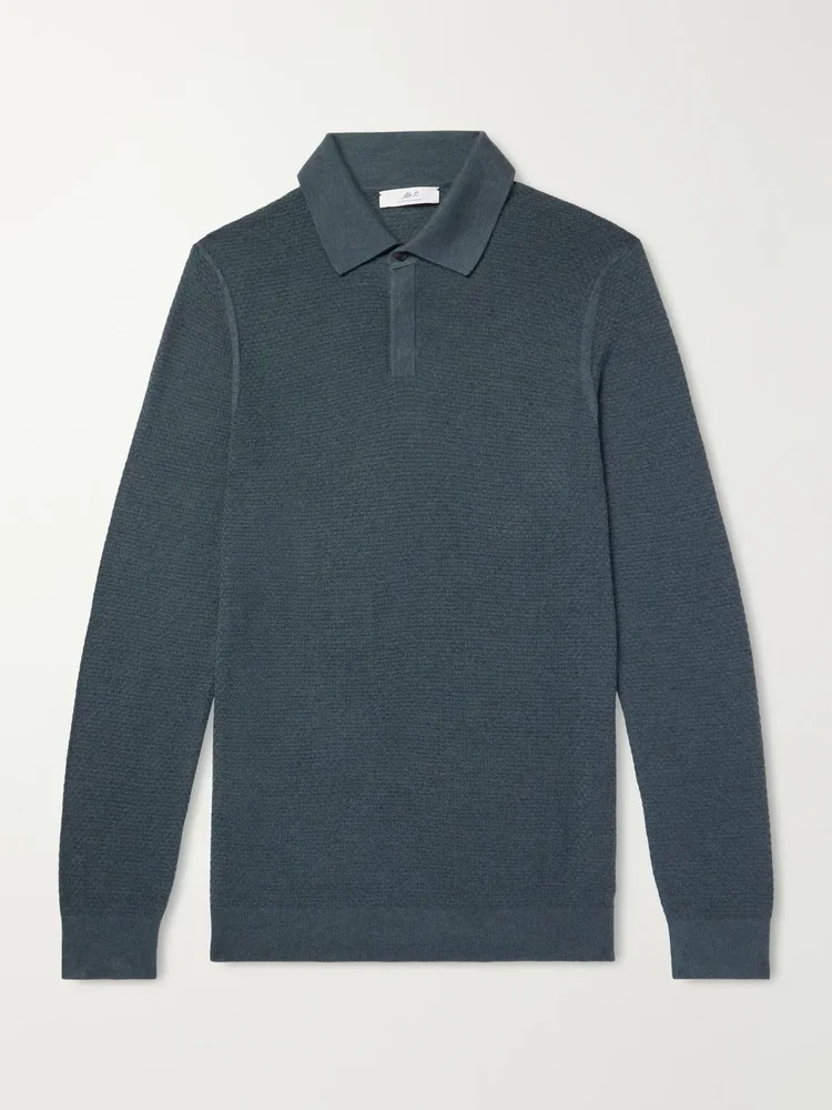 Cashmere and Silk-Blend Polo Sweater