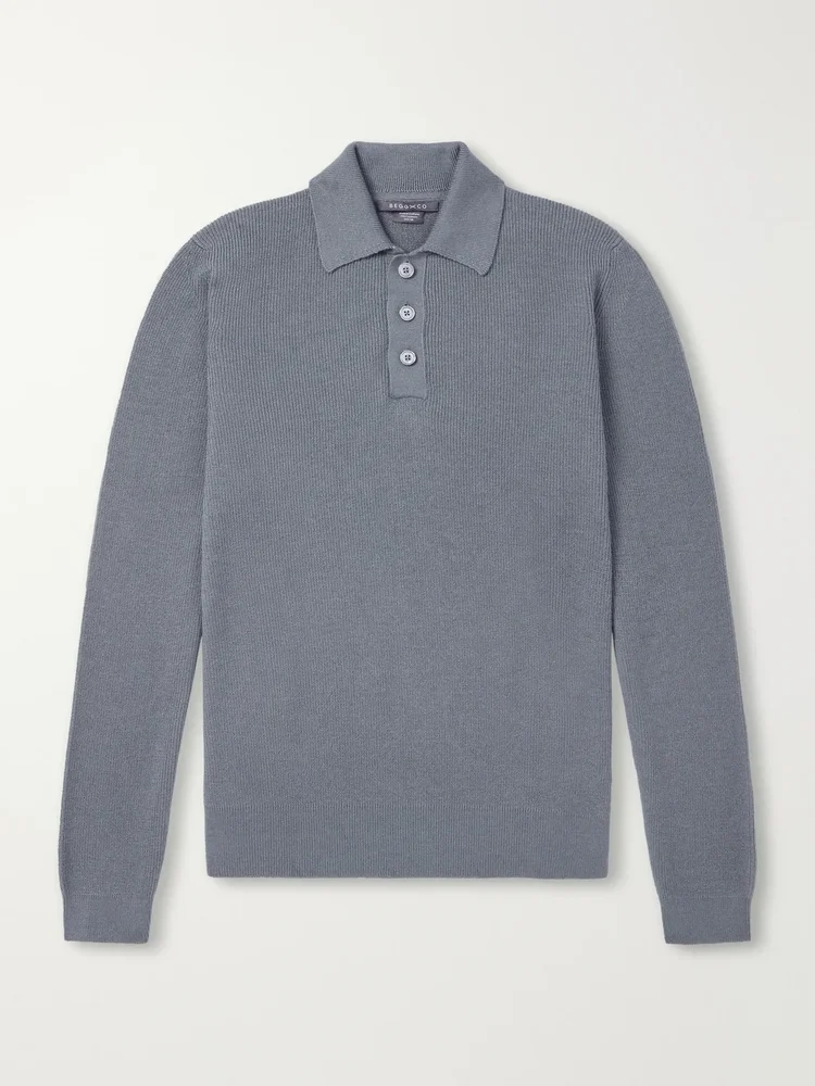 Adrien Cashmere and Silk -Blend Polo Sweater