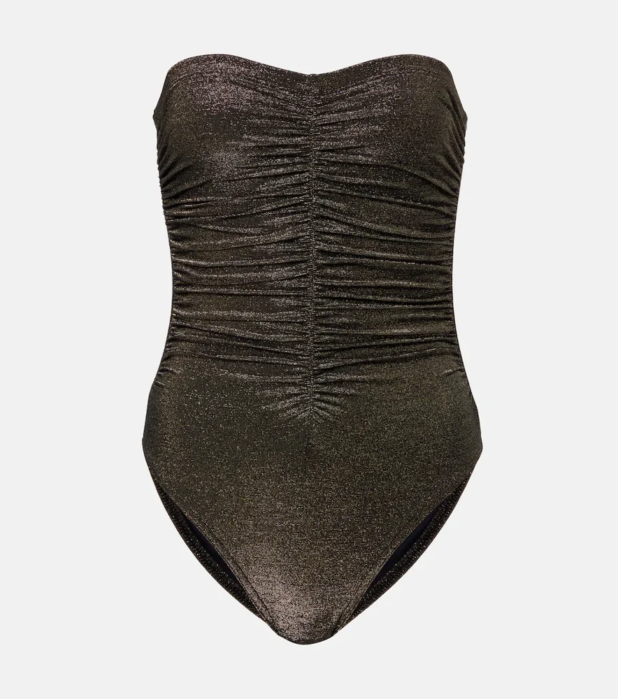 Helena ruched lamé swimsuit