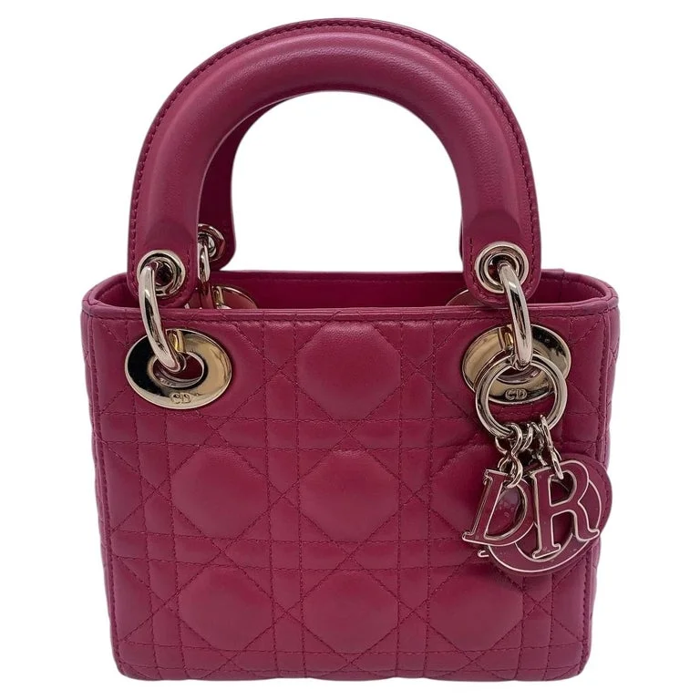 Christian Dior Lady Dior Mini Bag Pink Leather Chain Crossbody Tote