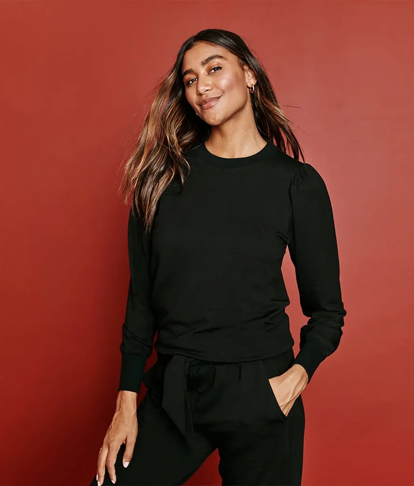 The Softest French Terry Puff Sleeve Pullover - Sea Urchin