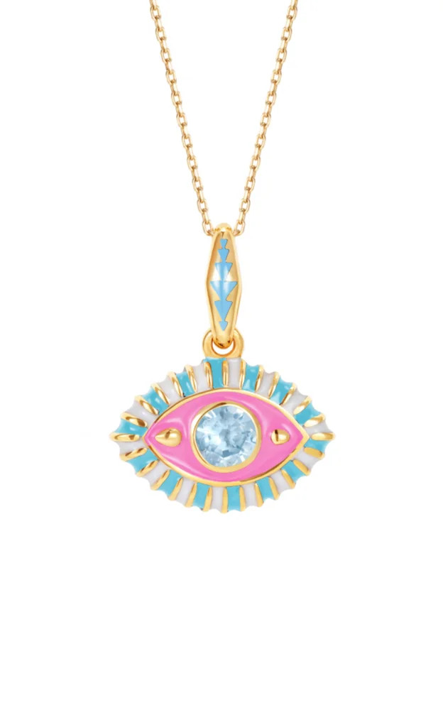 Life in Colour 14K Yellow Gold Enameled Topaz Eye Necklace