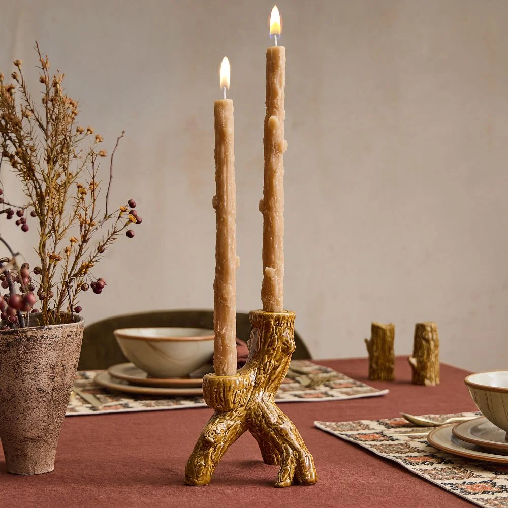 Lone Fox Faux Bois Centerpiece Taper Holder